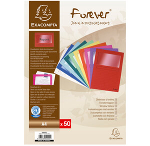 Paquet 50 chemises à fenetre Forever® - 22x31cm Couleurs assorties x 8 EXACOMPTA