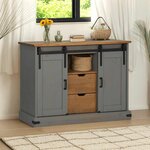 vidaXL Buffet HALDEN 2 portes coulissantes gris 112x40x80 cm