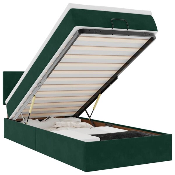 vidaXL Cadre de lit ottoman avec matelas vert foncé 90x200 cm velours