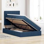vidaXL Lit de rangement LED avec matelas Bleu 120 x 190 cm Tissu