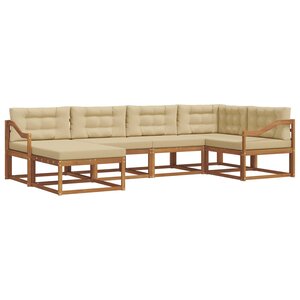 vidaXL Ensemble de canapés d'extérieur 6 Pièces Naturel et Beige
