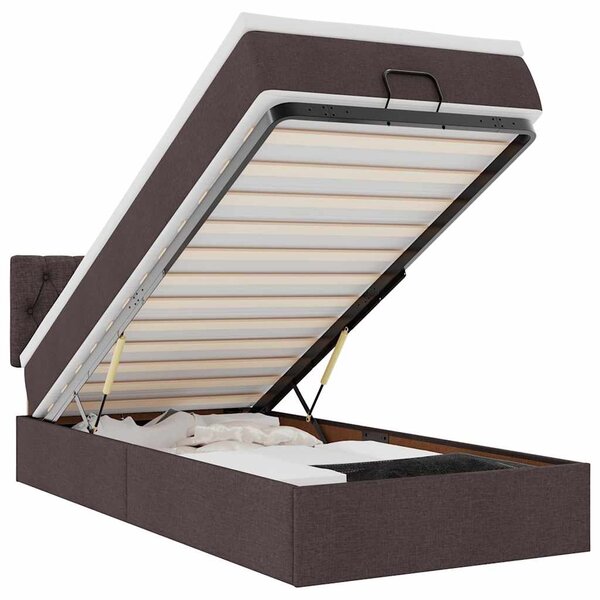 vidaXL Lit ottoman avec matelas et LED marron foncé 90x200 cm tissu