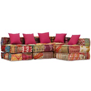 vidaXL Pouf modulaire à 4 places Patchwork Tissu