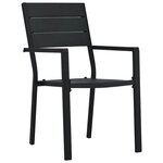 vidaXL Chaises de jardin lot de 4 Noir PEHD Aspect de bois
