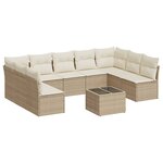vidaXL Salon de jardin avec coussins 10 Pièces beige résine tressée
