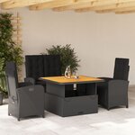 vidaXL Ensemble à manger de jardin 4 Pièces avec coussins noir