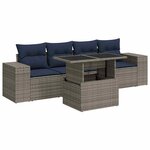 vidaXL Salon de jardin 5 Pièces avec coussins gris résine tressée acacia