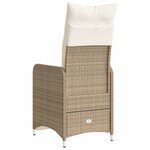 vidaXL Chaises inclinables de jardin lot de 2 et coussins beige rotin