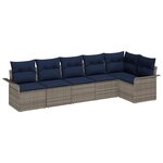 vidaXL Ensemble de canapé de jardin avec coussin 6 Pièces Gris polyrotin