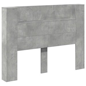 vidaXL Cabinet de Tête de Lit avec LED Béton 140 x 16 5 x 103 5 cm