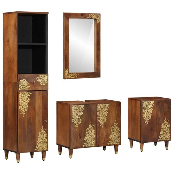 vidaXL Ensemble de mobilier de salle de bain 4 Pièces marron miel