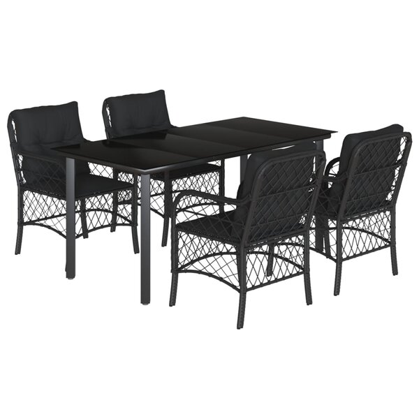 vidaXL Ensemble à manger de jardin coussins 5Pièces Noir Résine tressée