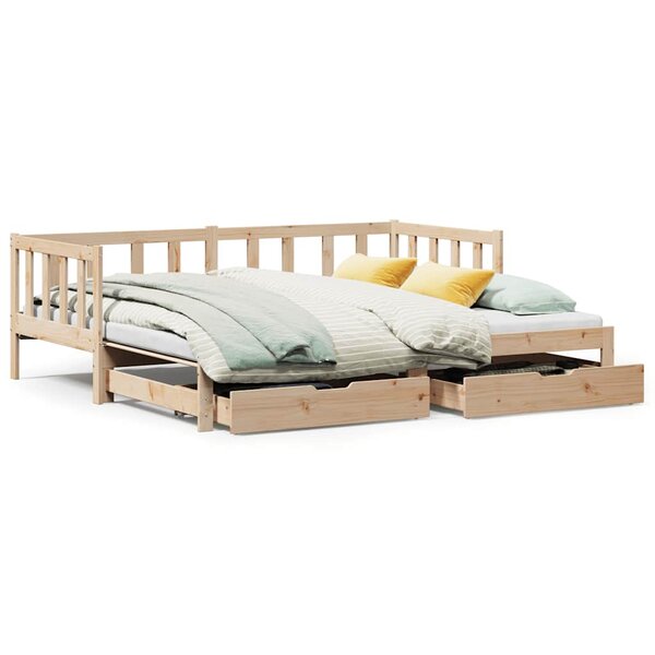vidaXL Lit de jour avec gigogne et tiroirs sans matelas 90x190 cm