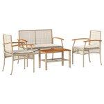 vidaXL Salon de jardin avec coussins 4 Pièces beige résine tressée