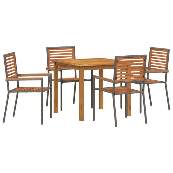 vidaXL Ensemble de salle à manger de jardin 5 Pièces Gris 85 x 85 x 74 cm