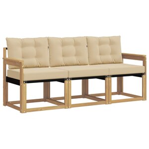 vidaXL Ensemble de canapés d'extérieur 3 Pièces Blanc et Beige