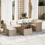 vidaXL Salon de jardin avec coussins 8 Pièces beige résine tressée