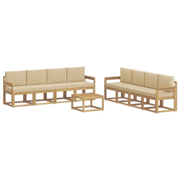 vidaXL Ensemble de canapés d'extérieur 9 pc Blanc et Beige