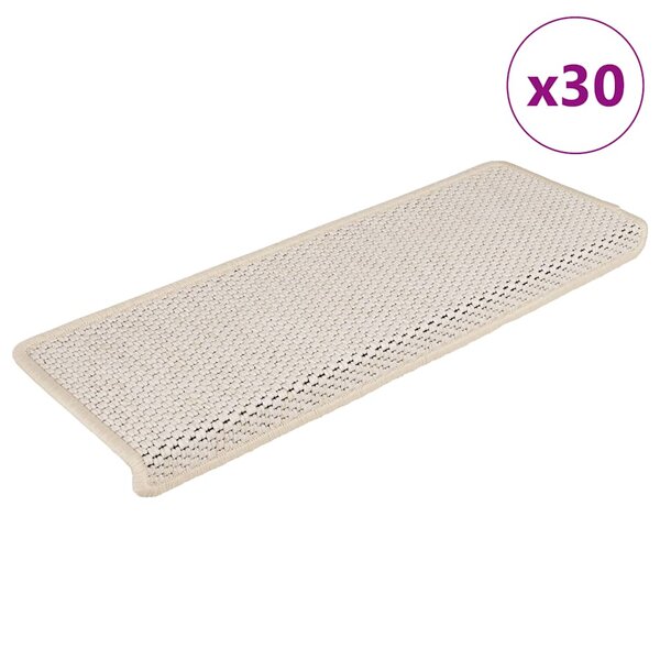 vidaXL Tapis d'escalier autocollants 30 Pièces 65x21x4 cm crème