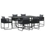 vidaXL Ensemble de salle à manger pour jardin 7 Pièces Noir Acier