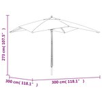 vidaXL Parasol de jardin avec mât en bois bleu azuré 300x300x273 cm