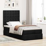 vidaXL Lit ottoman avec matelas noir 90x200 cm tissu