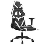 vidaXL Chaise de jeu de massage avec repose-pied Noir&Blanc Similicuir