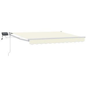 vidaXL Store rétractable manuel avec LEDs Crème et Blanc 3 x 2 5 m