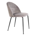 2 chaises de salle à manger en velours gris avec pieds noirs