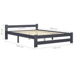 vidaXL Cadre de lit Gris foncé Bois de pin massif 160x200 cm