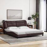 vidaXL Cadre de lit avec LED sans matelas marron foncé 180x200cm tissu
