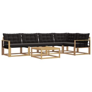 vidaXL Ensemble de canapés d'extérieur 6 pc Blanc et noir