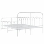 vidaXL Cadre de lit métal sans matelas et pied de lit blanc 140x200 cm