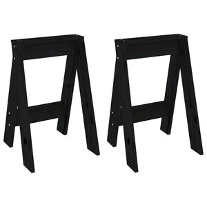 vidaXL Tabourets lot de 2 noir 40x40x60 cm bois massif de pin