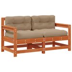 vidaXL 2 Pièce Canapé d'angle de jardin Bois de pin massif Brun cire