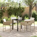 vidaXL Ensemble de salle à manger de jardin 5 pièces avec coussins en rotin poly beige