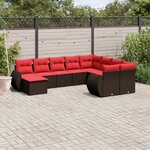 vidaXL Salon de jardin 10 Pièces avec coussins marron résine tressée