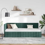 vidaXL Cadre de lit d'angle Vert foncé 80 cm x 200 cm tissu