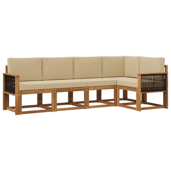vidaXL Ensemble de canapés d'extérieur 5 Pièces Naturel et Beige