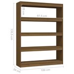 vidaXL Bibliothèque/Séparateur de pièce Marron miel 100x30x135 5cm Pin