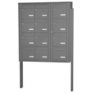 Bloc collectif Leabox  3x4  grade 3  simple face  extérieur  fixation sur pieds à sceller  gris poussière ral 7037 finition brillante