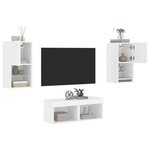vidaXL Meuble TV muraux 4 Pièces avec lumières LED blanc