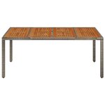 vidaXL Table de jardin dessus en bois Gris 190x90x75 cm Résine tressée