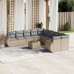 vidaXL Salon de jardin 11 Pièces avec coussins beige résine tressée