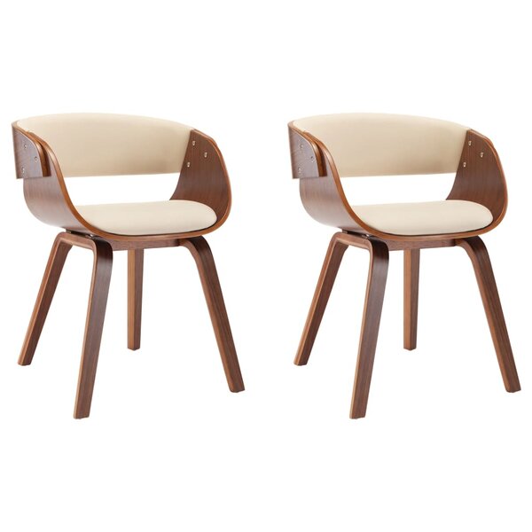 vidaXL Chaises à manger lot de 2 crème bois courbé et similicuir