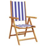 vidaXL Chaises de jardin lot de 2 bleu/blanc bois acacia massif tissu