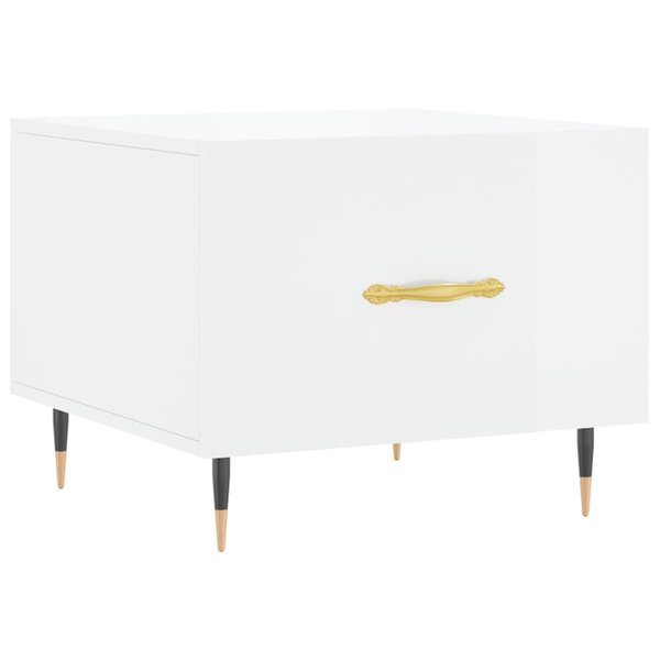 vidaXL Table basse blanc brillant 50x50x40 cm bois d'ingénierie