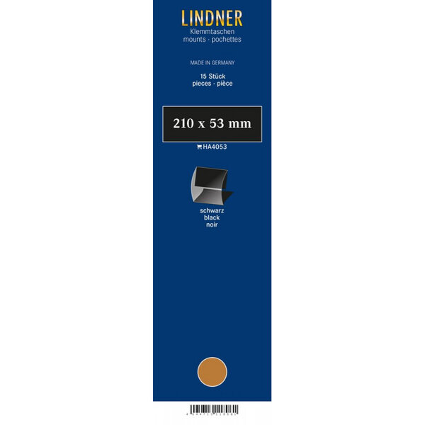 Bandes Klemmfix double soudure 210 x 53 mm pour timbres-poste. Fond - Noir