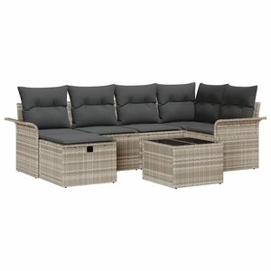 vidaXL Ensemble de canapé de jardin avec coussin 7 Pièces Gris clair