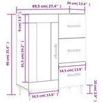 vidaXL Buffet sonoma gris 69 5x34x90 cm bois d'ingénierie